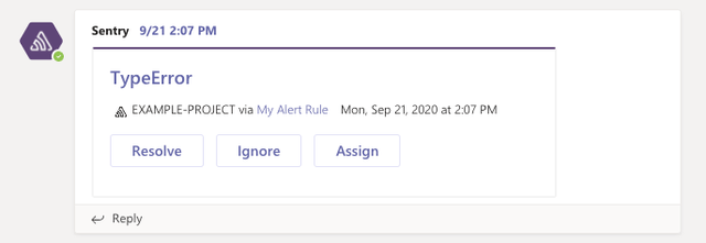 sentry alerts in teams