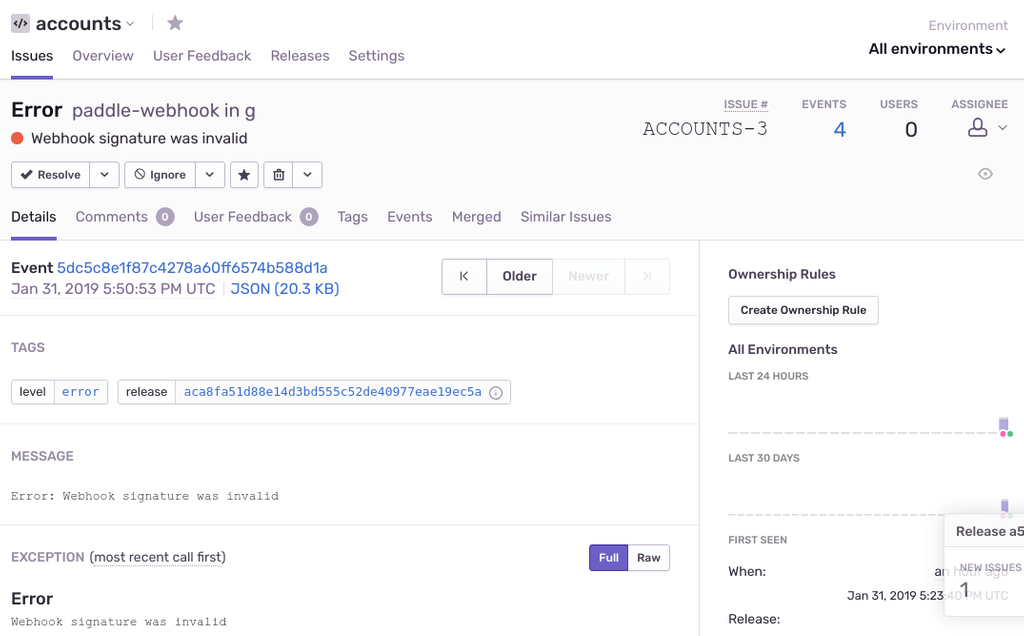 Sentry Function Error
