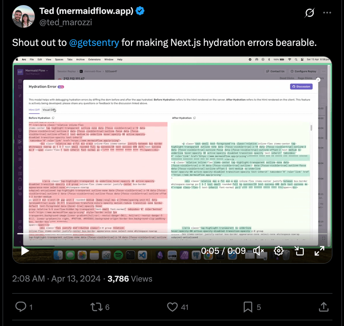 Sentry Nextjs Hydration