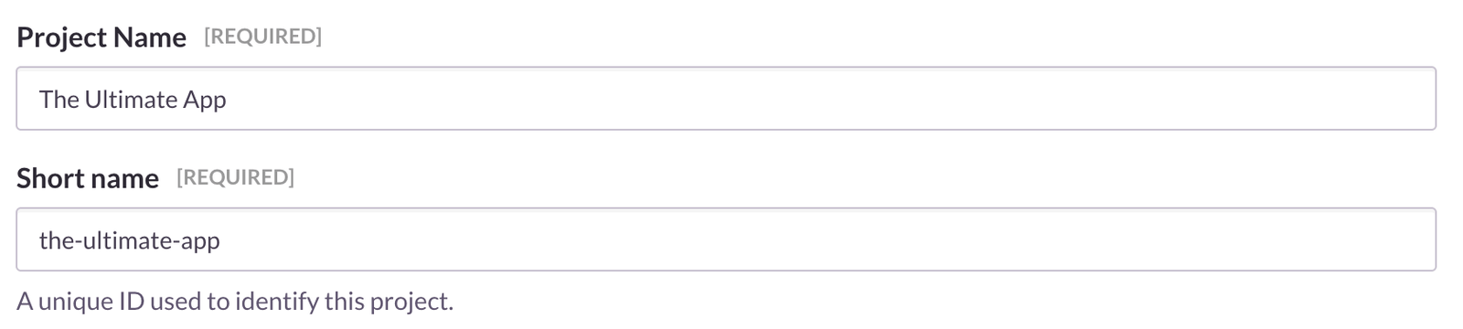 A project's short name setting