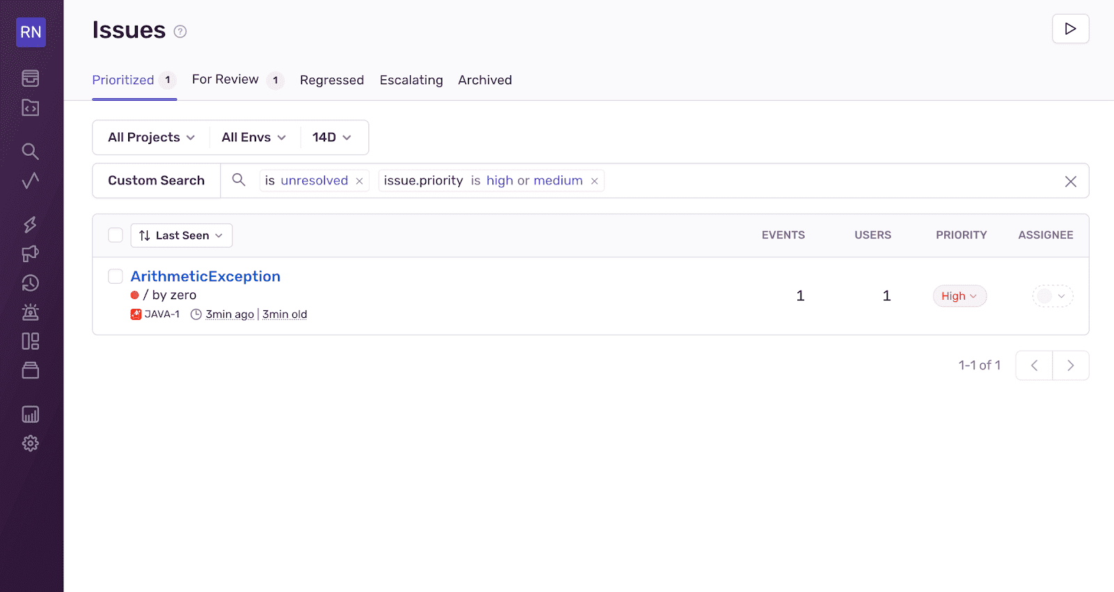 sentry dashboard
