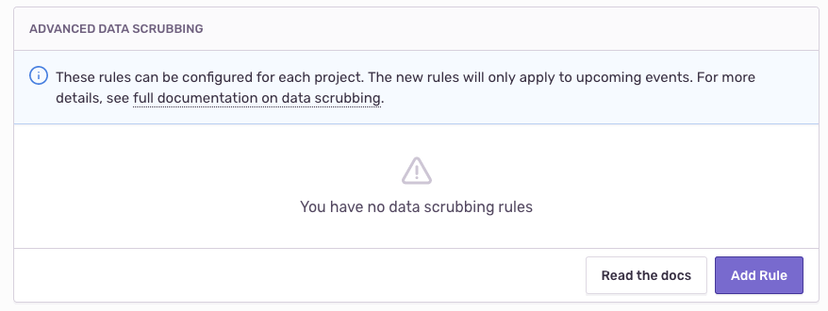 advanced data scrubbing empty state