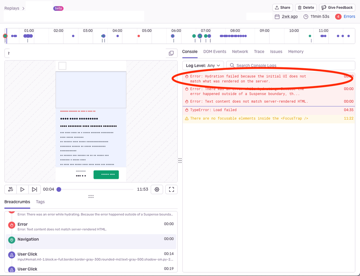 hydration error image (redacted)