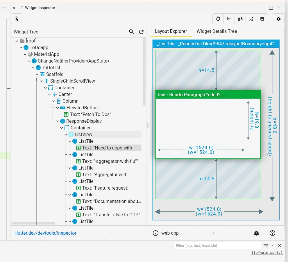 Widget Tree Inspector View