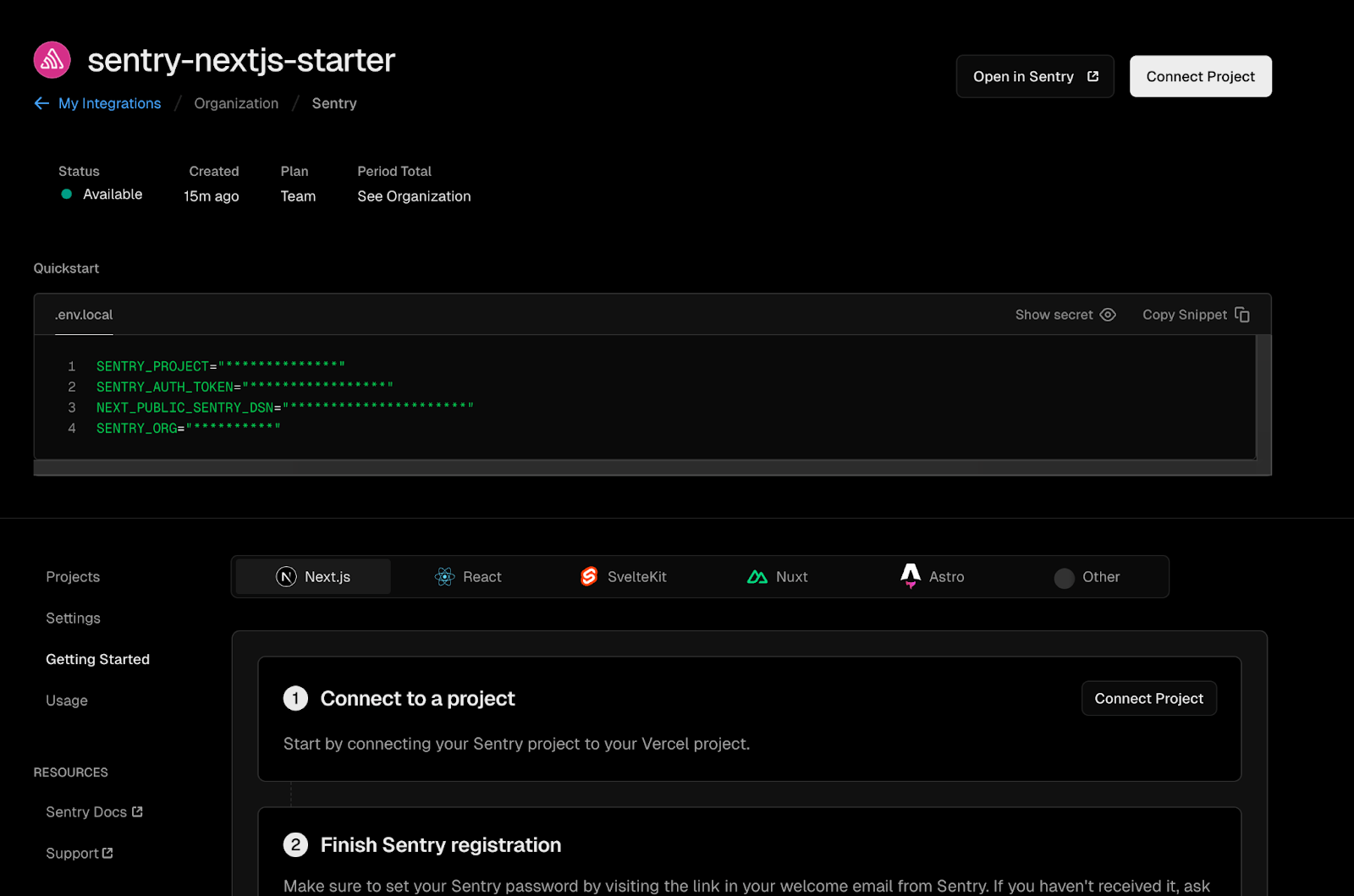 Sentry In Vercel Config
