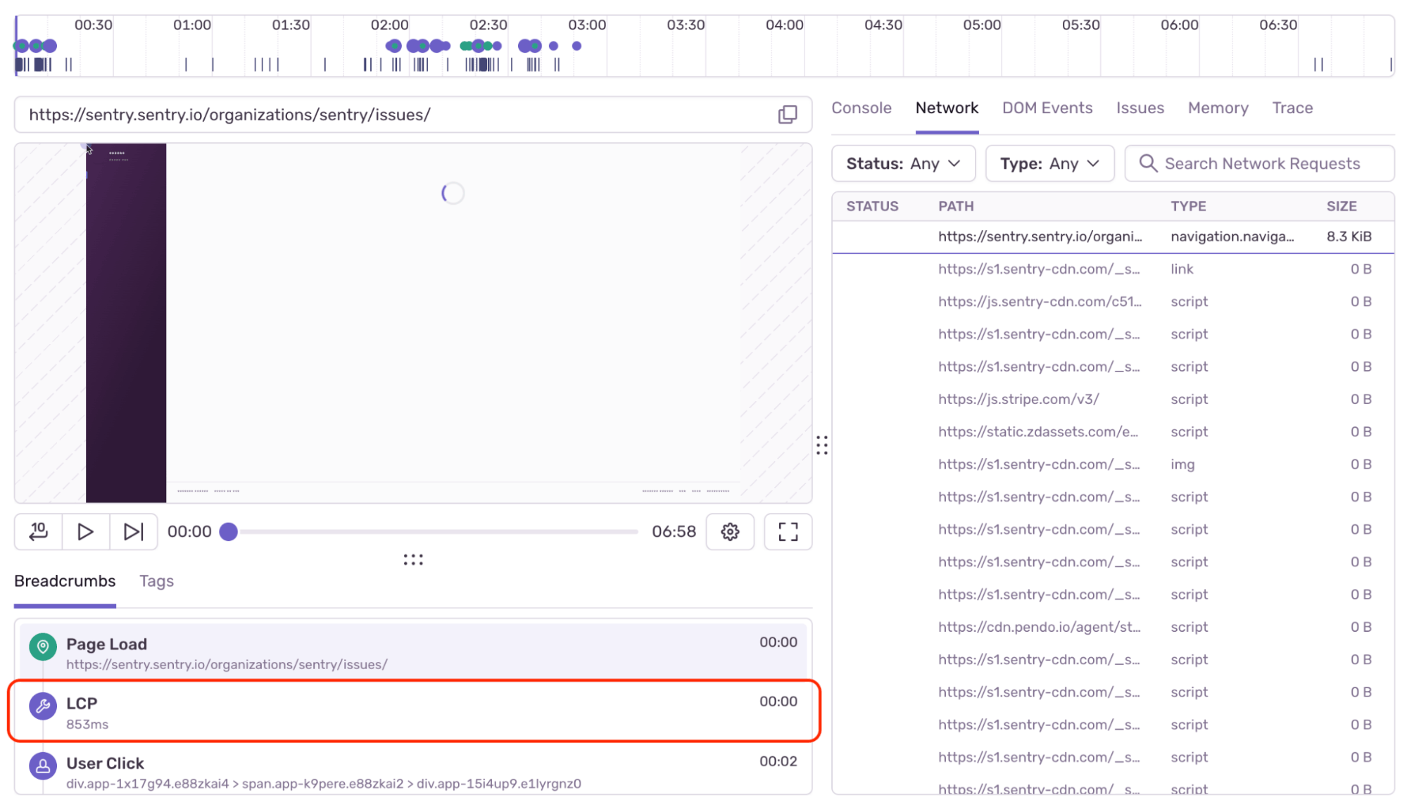 Using Session Replay to identify the poorly performing LCP element