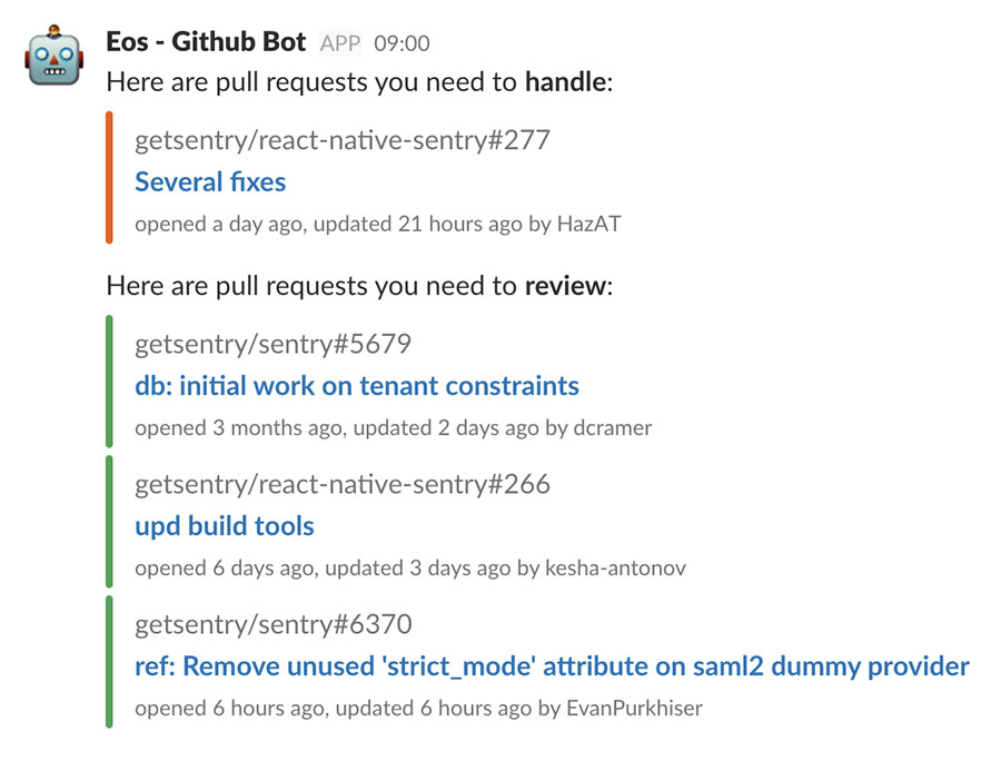 The Eos Slack integration