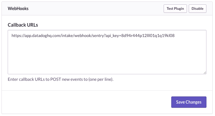 Sentry's callback URLs for webhooks