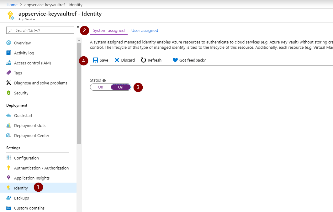 Managed identity creation