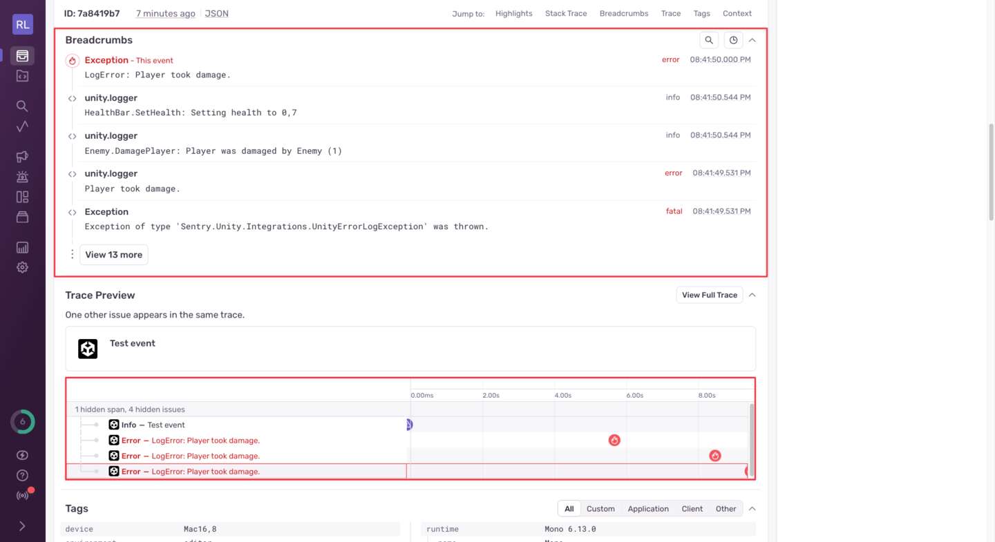 sentry-breadcrumbs-traceview-unity