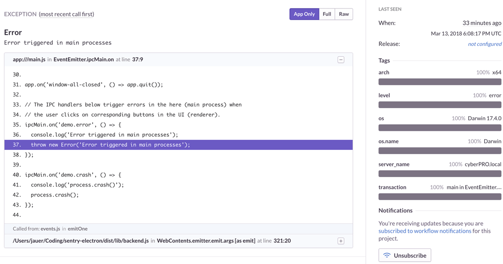 Electron renderer crash