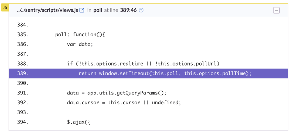 Sentry stack trace